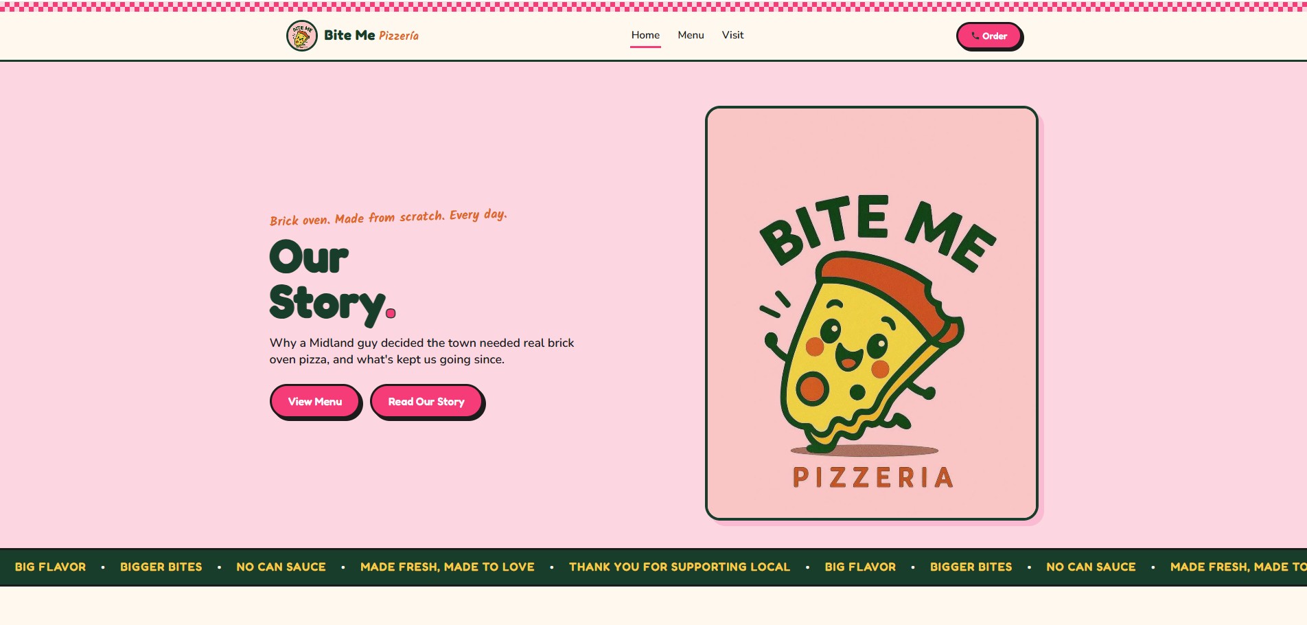 Bite Me Pizzer&iacute;a website